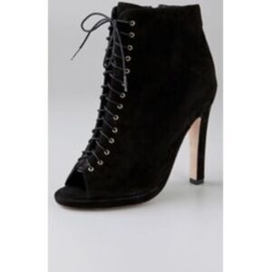 DOLCE VITA BLACK SUEDE LACE UP OPEN TOE BOOTIES